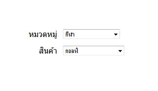 กำหนดรายการ Listbox ที่ 2 จากเงื่อนไขในการเลือก Listbox ที่ 1 ด้วย Ajax กับ jQuery